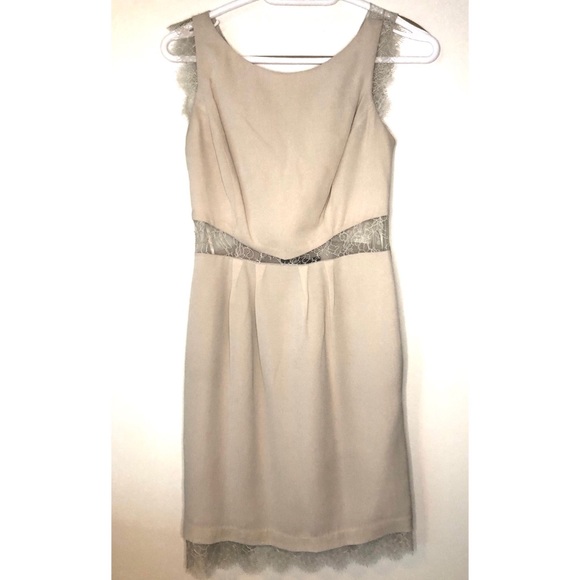 BCBG Max Azria Beige Lace Cutout Dress 0 - Picture 6 of 8